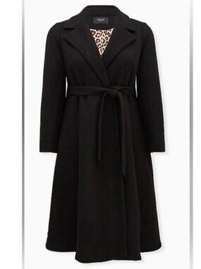 Torrid Black Long-Line Tie-Waist Dress Coat- Size 3